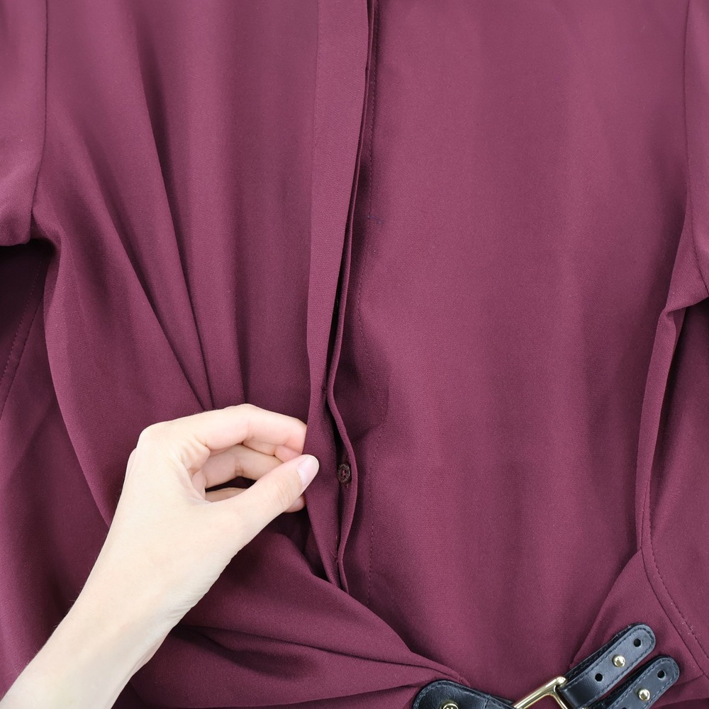 Lauren Ralph Lauren Buckle Trim Top Women 8 Maroon Equestrian Old Money $195 NWT - Picture 9 of 16